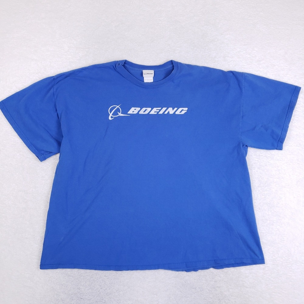 Boeing Mens 3XL Royal Blue Graphic‎ T-Shirt Short Sleeve Cotton Aerospace Logo